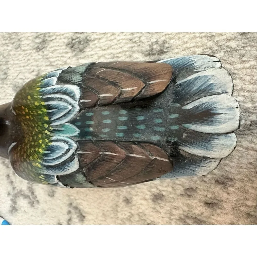 Vintage Handpainted Wooden Carbed Decoy Decor